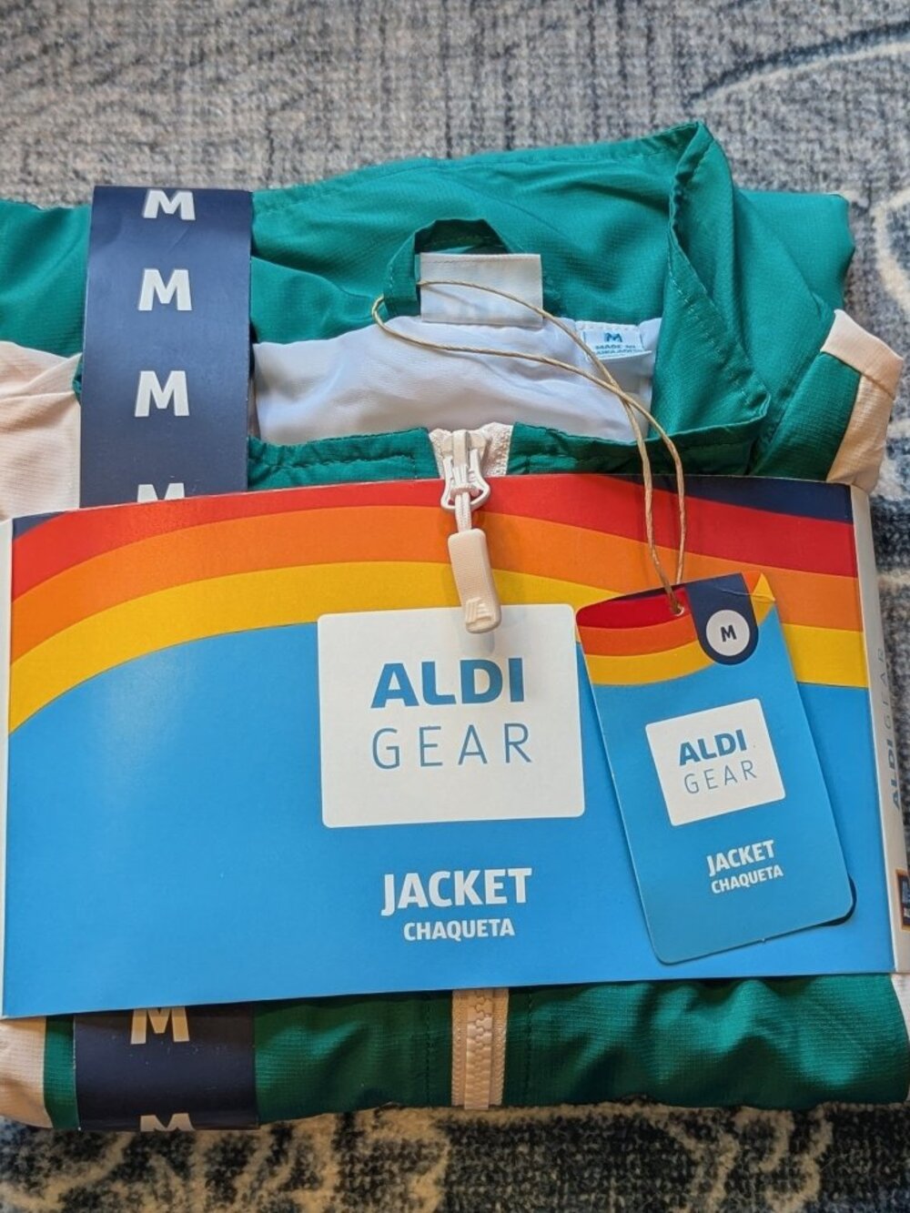 ALDI Gear Track Jacket - Pink, Green, and White
